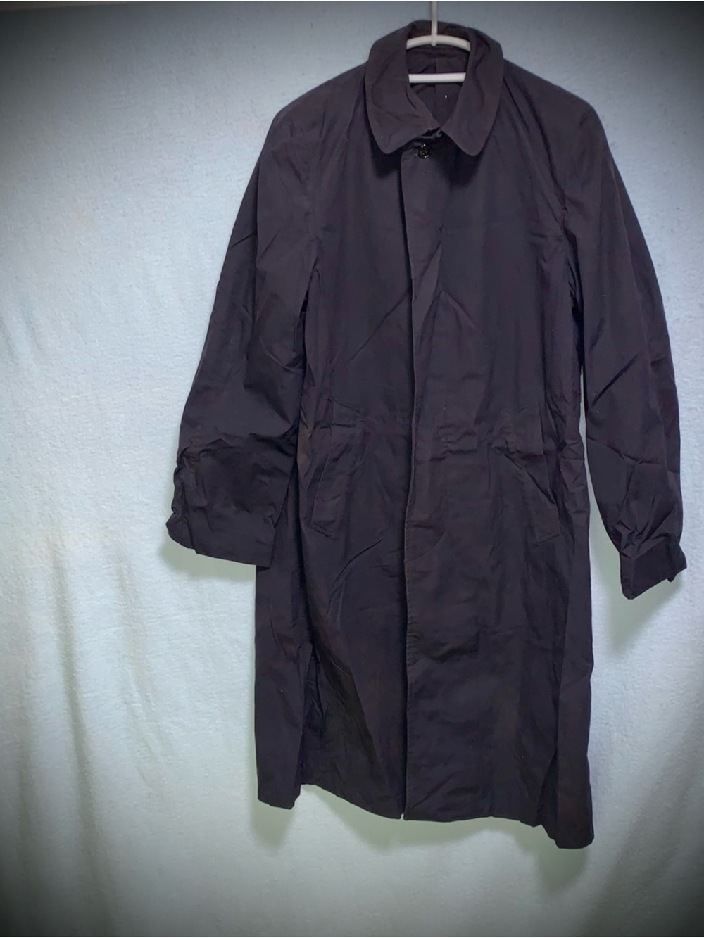 Vintage U.S. Military Raincoat Trench Coat Men’s Small Black Issued Coat